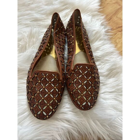 MICHAEL KORS GABRIELLA FLAT LUGGAGE BROWN WOMENS SLIP ON SHOES size 6 - Picture 1 of 5